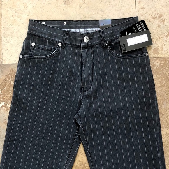 INTERNATIONAL LAUNDRY denim jean black grey stripe 32 cotton spandex - Picture 4 of 11